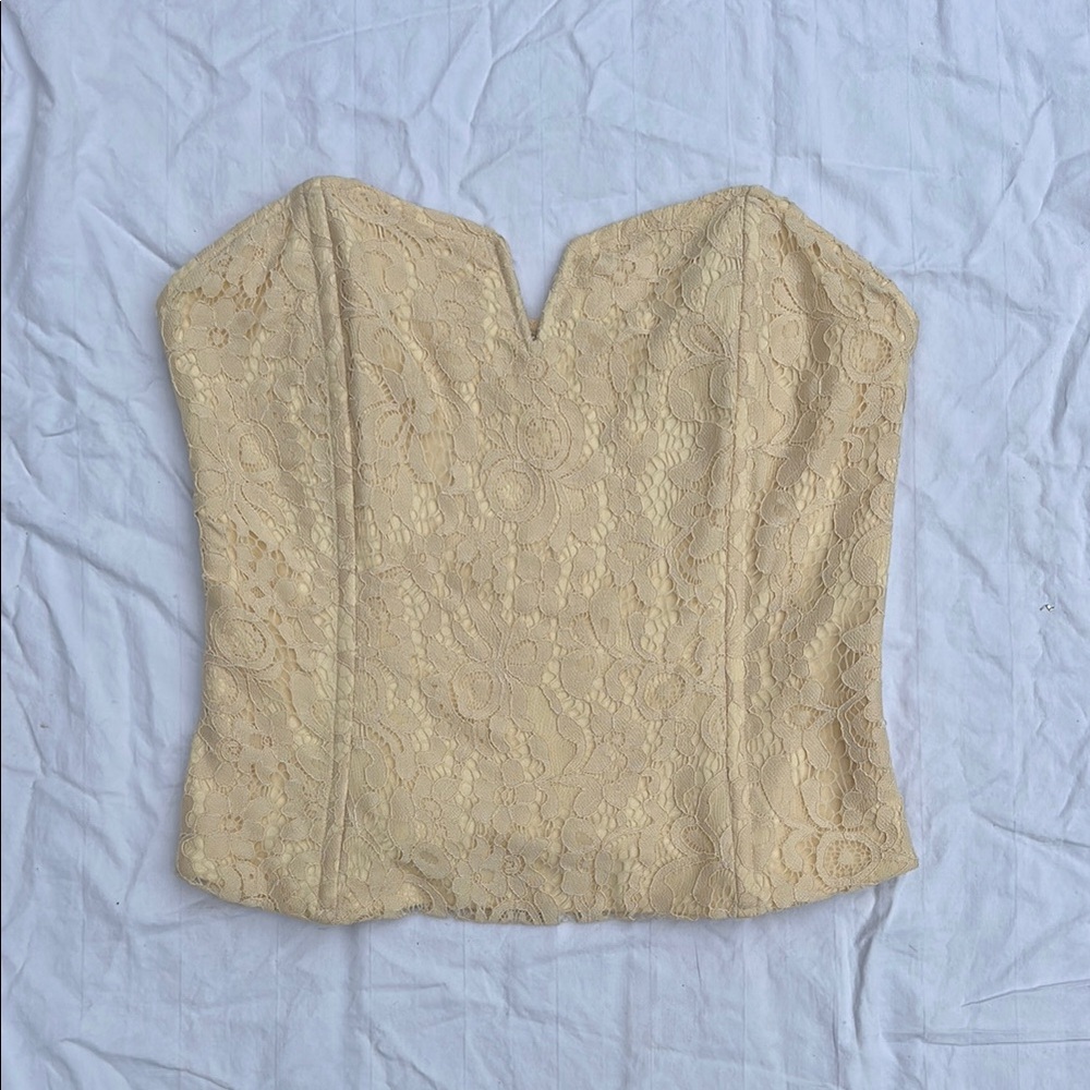 Anthropologie Cream Lace Bustier Top